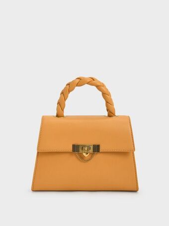 Tallulah braided handle trapeze bag - orange