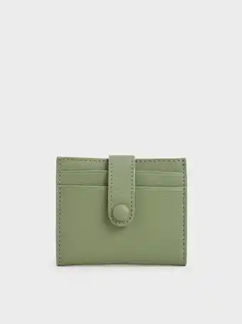 Snap button card holder - sage green