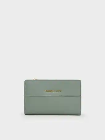 Top zip short wallet
 - sage green