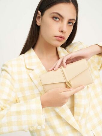 Nova metallic-accent long wallet
- beige