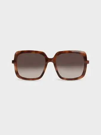 Charles & Keith Square acetate tortoiseshell sunglasses - t. shell offer