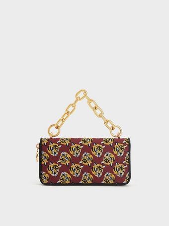 Charles & Keith Lunar new year collection: tiger print chain handle long wallet - red offer