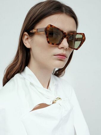 Charles & Keith Geometric frame tortoiseshell sunglasses - t. shell offer