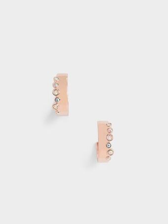 Charles & Keith Swarovski® crystal studded hoop earrings - rose gold offer