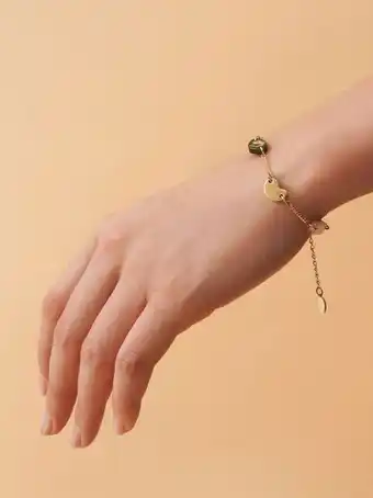 Resin embellished chain link bracelet
 - brush gold