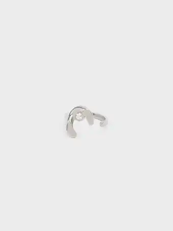 Gem-embellished open ring - silver