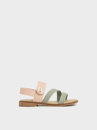 Girls' metallic buckle sandals
 - nude