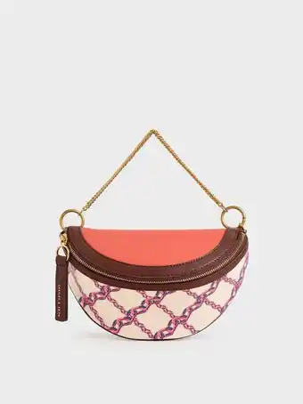 Half-moon canvas crossbody bag
 - multi