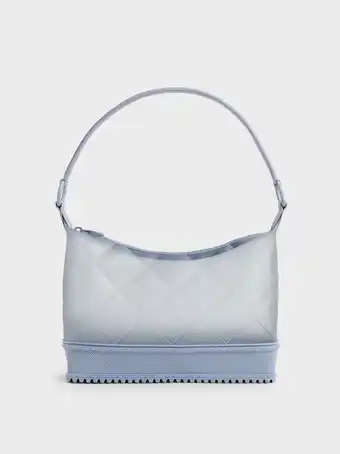 Graphic handle quilted shoulder bag - light blue