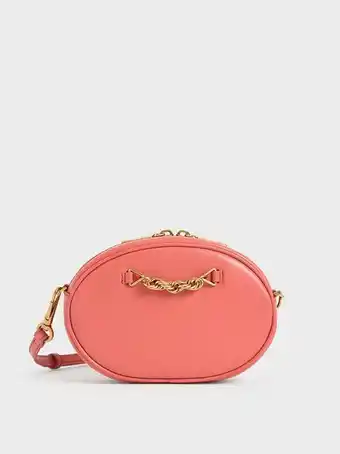 Heirloom
chain-embellished oval crossbody bag - coral
