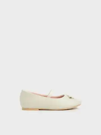 Charles & Keith Girls' cow motif ballerinas - chalk offer
