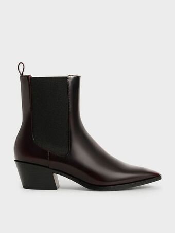 Charles & Keith Slanted heel chelsea boots - burgundy offer