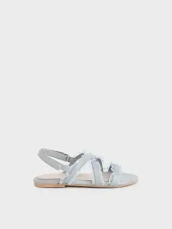 Charles & Keith Girls' frill-trim flat sandals - light blue offer