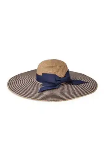 Kiara stripe wide brim hat brown and navy
