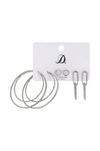 Acacia 3 pack hoop stud and chain drop earrings