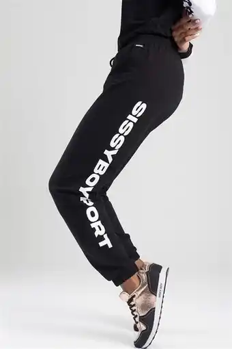 Track pants with sporty printed logo.