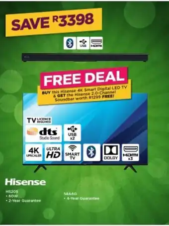 House & Home Hisense 58a6g 146cm uhd smart led tv 58a6g offer