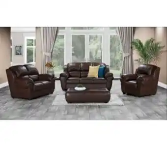 Bradlows Oregan 3 piece leather air lounge suite, brown offer