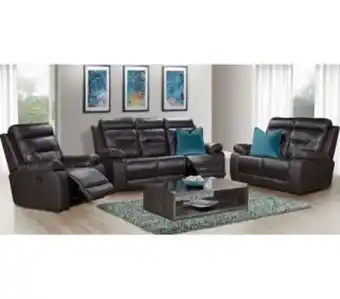 Bradlows Andrea 3 piece 3 motion leather upper lounge suite, brown offer