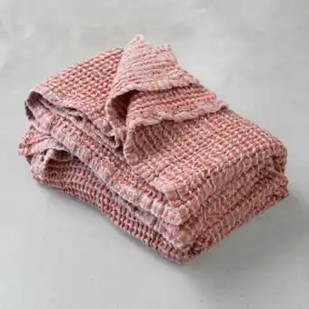 Terracotta waffle linen throw