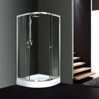 Galaxy quadrant shower door – 875 x 875 x 1850 mm – 5mm glass – chrome – excludes tray