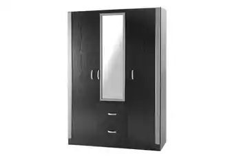 Lewis Denver 3-door 3-drawer mk2 mirror robe - black & silver offer