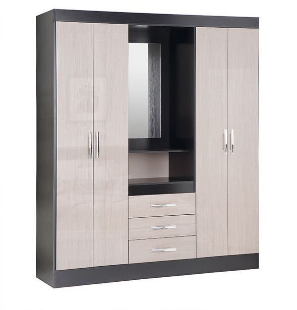 Salem 4door 2drawer mirror robe black & cream offer at Lewis