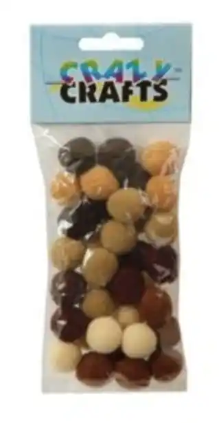 CNA Crazy crafts chenille pom poms brown beige 18mm offer