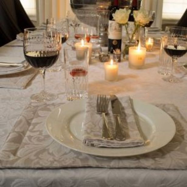 Palace damask placemats stone set of 6 offer at Adams Discount Centre