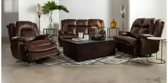 Rochester Lusaka 3 piece 3 action lounge suite in leather uppers, cum offer