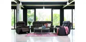 Rochester Sicily 3 piece 3 action lounge suite in fabric, dark brown offer