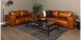 Rochester Amalfi 2pce lounge suite in full leather, shuduli ginger offer