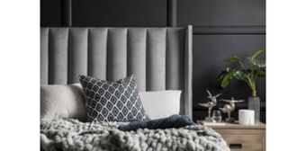 Parma mk2 queen headboard in fabric, titanium