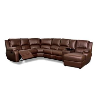 Discount Decor Lyla 6 seater corner 1 action recliner suite with chaise & console offer