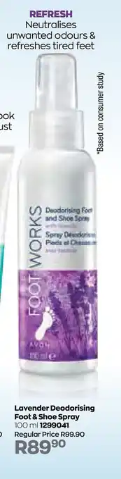 AVON Lavender Deodorizing Foot & Shoe Spray 100ml offer