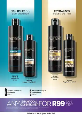 AVON Advance Techniques Shampoo & Conditioners offer
