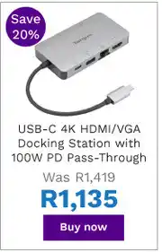 First Shop Targus USB-C 4K HDMI/VGA Docking Station With 100W PD Pass-Through offer