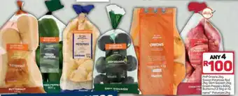 Pick n Pay PnP Onions 2kg, Sweet Potatoes Red 2kg, Gem Squash 2kg, Green Peppers 800g, Butternut 2.5kg or No Name Potatoes 2kg 4s offer