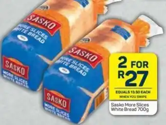 Pick n Pay Sako More Slices White Bread 2 x 700g offer