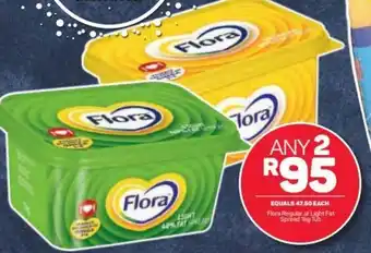 Pick n Pay Flora Regular or Light Fat Spread 2 x 1kg offer