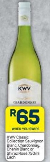 KWV CClassic Collection Sauvignon Blanc, Chardonnay, Chenin Blanc or Shiraz Rosé 750ml