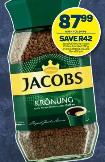 Pick n Pay Jacobs Krönung Instant Coffee Assorted 200g or Refill 230g offer