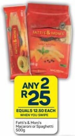 Pick n Pay Fatti's & Moni's Macaroni or Spaghetti 2 x 500g offer