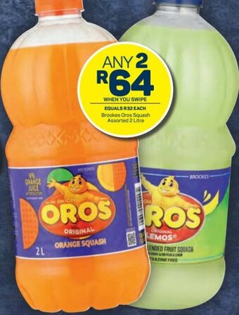 Pick n Pay Brookes Oros Squash 2 x 2L offer