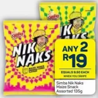 Pick n Pay Simba Nik Naks Maize Snack 2 x 135g offer