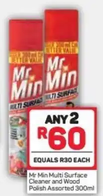 Mr Min Surface Cleaner and Wood Polish 2 x 300ml