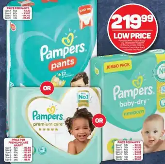Pick n Pay Pampers New Active Baby Dri Disposable Nappies or Pants Jumbo Pack or Premium Care Value Pack offer