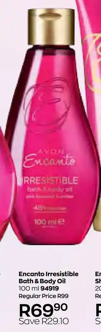 AVON Encanto Irresistible Bath & Body Oil offer