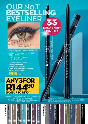 AVON Avon True Glimmerstick Eyeliner / Diamond Eyeliner offer