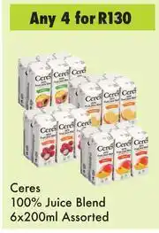 Game Ceres 100% Juice Blend Assorted-For Any 4 x 6 x 200ml offer